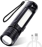 Flashlight Rechargeable High Lumen, 5 Modes LED Torch Light 500000 Super Bright, Zoomable, Water-Resistant, Tactical Flashlights for Camping, Hiking, Emergencies, Dog Walking Outdoor Indoor