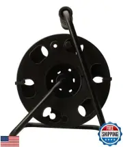 Woods 22849 Metal Extension Cord Reel Stand In Black, Heavy Duty, Quick Snap