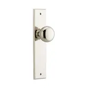 Iver Cambridge Door Knob on Chamfered Backplate Polished Nickel