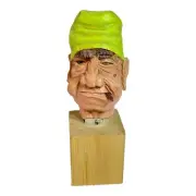 Wood Craved Wine Bottle Stopper Cork Sailor Old Man Folk Art Artist Signed