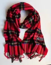 New Men's Winter Italy Design Check Plaid Super Soft Scarf -- Red/Black/Yellow