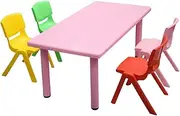 1.2M Kid's Adjustable Rectangle Pink Table & 4 Mixed Chairs Set