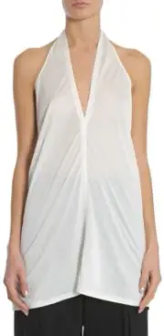 RICK OWENS LILLIES Halter Top T Shirt Light Blue Dinge US 10 / IT 44 NWT $552