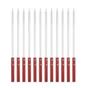 12pcs Kebob Skewers 40cmx10mmx2mm Stainless Steel Flat Sticks with Wood Handle