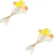 Ipetboom 2sets Natural Rattan Flower Reed Diffuser Sticks Flameless Aromatherapy Replacement for Home Decoration Realistic Simulation Flower Designs for Essential Oils 12pcs*2