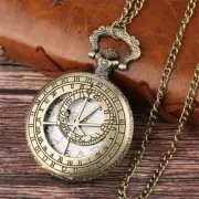 Vintage Style Zodiac Pocket Watch Quartz Movement Chain Perfect Astronomy Gifts