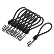 8Pcs Elastic Cords with Hook 6.3 Inch Tarp Straps Ropes for Camping Tent Black