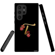 For Samsung Galaxy S22 Ultra Case, Armour Cover, Embellished Letter T