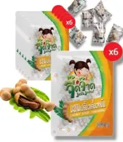 6packs x 40g. Chewy Sour Tamarind "Jeed Jard" Yummy Thai Candies Plus Vitamin