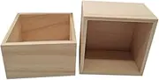 ADOCARN 2Pcs No Cover Wooden Box trinket storage holder containers with lids storage cubes with lid small jewelry holder container bracelets holder Storage Case simple watch box solid wood