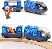 TOPLIVING Battery Operated Action Locomotive Train (Magnetic Connection)- Powerful Engine Bullet Train Set Compatible with Thomas, Brio, Chuggington - Train Toys for Toddlers