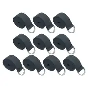 10Pcs 6 Feet Cotton Yoga Strap Belt Stretch Bands with D-Ring Buckle, Dark Grey