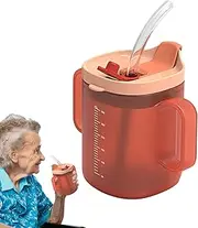 Elderly Water Cup - 300ml Drinking Cup with Handles,Feeding Cup with Lid and Straw, Water Bottle for Elderly Maternity Drink Water Porridge Soup