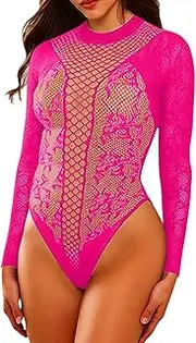 [Generic] Women Lingerie Fishnet Teddy Sheer Mesh Hollow Out Bodysuit Bodycon Mini Dress Club Wear See Through Exotic Apparel