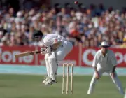Jonty Rhodes avoids a bouncer whilst batting for South Africa- Old Cricket Photo