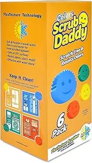 Colors 6 Pack - Vibrant Colour Scrub Daddy - Soft in Warm Water, Firm in Cold Water for Tough Cleaning - Colour Coded Cleaning