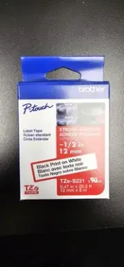 Qty 2 Brother P-Touch TZES231 Labeling Tape - Black on White IN STOCK