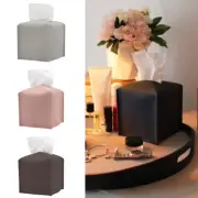Retro Tissue Box PU Leather Square Tissue Box Cover Car Home Desktop Decoration