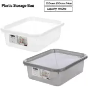 10L Plastic Storage Box Stackable Container Home Kitchen Wardrobe Organiser Tubs