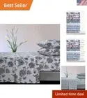 Ultra-Soft 170 GSM Cotton Flannel Sheet Set - California King, Floral Deep Grey