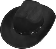 [OATIPHO] Cowboy Cowgirl Hat 5 Rivets Versatile Western Style Hat for Parties and Outdoor Activities Black