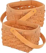 Vaguelly Mini Woven Baskets Set Wooden for Candy Baskets Wedding Favors Miniature Garden Decor