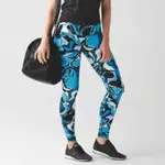 LULULEMON WUNDER 長褲（高腰）BOOM BLOOM 海灘毯藍冰牛奶尺寸 6碼