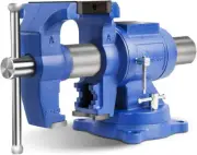 DT08125A 5-Inch Heavy Duty Bench Vise 360-Degree Swivel Base and Head with Anvil