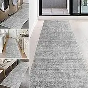 Grey Area Rugs, Long Carpet with Non Slip Backing Width 60cm 70cm 80cm 100cm Washable Runner Rugs for Hallway Kitchen Stairs Entrance 100cm 2m 300cm 4m 5m 6m Hamankim Custom Length(2.6ft×3.3ft/80×100c
