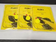 3 NJ Hand Tied Long Shank Hook w/YELLOW Spinner+HAIR Fluke/Summer Flounder Rigs