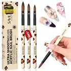 Essentials 3Pcs Acrylic Nail Brushes for Beginners: Leopard Print Sizes 8/10/14