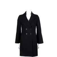 在飛比找Yahoo奇摩購物中心優惠-MARELLA 黑色翻領寬袖羊毛釦式大衣