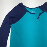 Lissome Loungewear Sleepwear Top Womens Size M Blue Raglan Stretchy V-Neck NWT