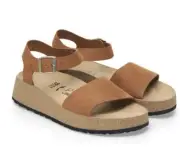 Papillio by BIRKENSTOCK Glenda Nubuck Leather Wedge Platform - Pecan Size 9