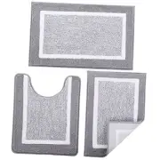 Bathroom Rugs Sets 3 Piece with U-Shaped Contour Toilet Mat Shower Rugs