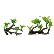 Aquarium Artificial Driftwood Branch with Plant for Freshwater Saltwater