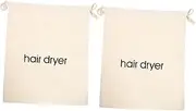 Portable Hair Dryer Storage Bag 2-piece Cotton Canvas Drawstring Bag for Travel Hotel Stylist Tools