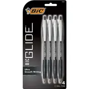 4X BIC Glide Atlantis Original Retractable Ballpoint Pen Medium Point - Black