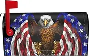 Usa Flag Patriotic Eagle Magnetic Mailbox Covers,Post Box Cover Standard Size 21x18 Inches For Outdoor Garden Home Decor