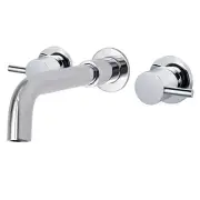 Chrome Round Wall Swivel Bath Spout Twin Handle Filler Tap Set Bathtub Outlet