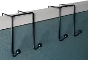 3 Inch Double Hook for Partition Wall Cubicle Panel, Black, 2 Pack