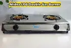 S/S Double Gas Burner Wok Camping Cooker Gas Stove Home Outdoor Cooking Ware