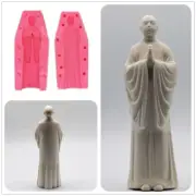 Silicone Mold Monk Buddha Statue Casting DIY Buddhism Praying Zen Decor Gift