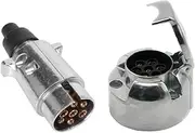 7 Pin Male + Female Round Trailer Plug Large Adapter Connector Caravan Boat Part