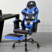 ALFORDSON Gaming Chair Office Massage Computer PU Leather Black & Blue