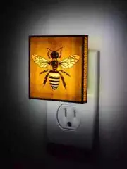 The Honey Bee Night Light - LED light sensing Plug In Laser cut Wood/Plexiglass