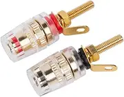 CCWUTQF 10PCS Brass 4mm Crystal Binding Post Compatible Thread Audio Speaker Amplifier Banana Plug Terminals Connector Audio DIY(5 Red 5 Black Short)