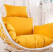 Waterproof Single Seat Hanging Egg Chair Cushion Cover Outdoor Swing Chair Cover Yellow Color Weather Resistant Fabric with Zipper for Patio Furniture