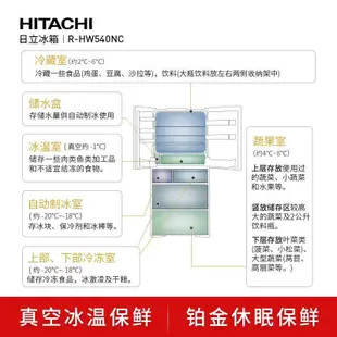 【標價為訂金 下單前請咨詢】日立進口520L黑科技真空保鮮雙循環電冰箱R-HW540NC/540JC