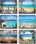Country Kitchen Coastal Verandah Cinnamon Cork Backed Placemats Set 6